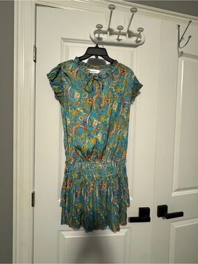 BNWOT Turquoise Paisley Floral Smocked Waist Dress
